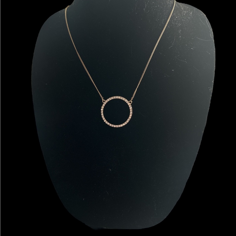 Rhinestone and gold circle necklace